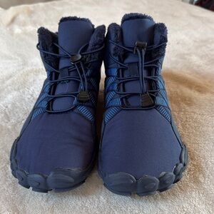 Navy Blue Winter Boots with Fur Lining